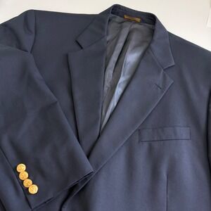 Brooks Brothers 346 Navy Gold Button Blazer Jacket Men's 48R Wool